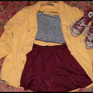 Brandy Melville Burgundy Skater Skirt